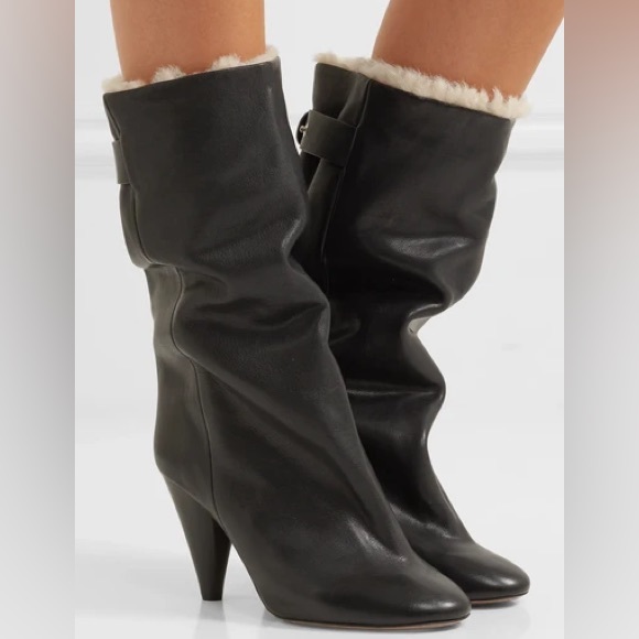 Isabel Marant Lakfee shearling-lined leather ankle boots - Picture 1 of 11